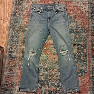 Rag & Bone Jeans Women's 29 8 Light Wash Ripped Frayed Hem Prospector Straight